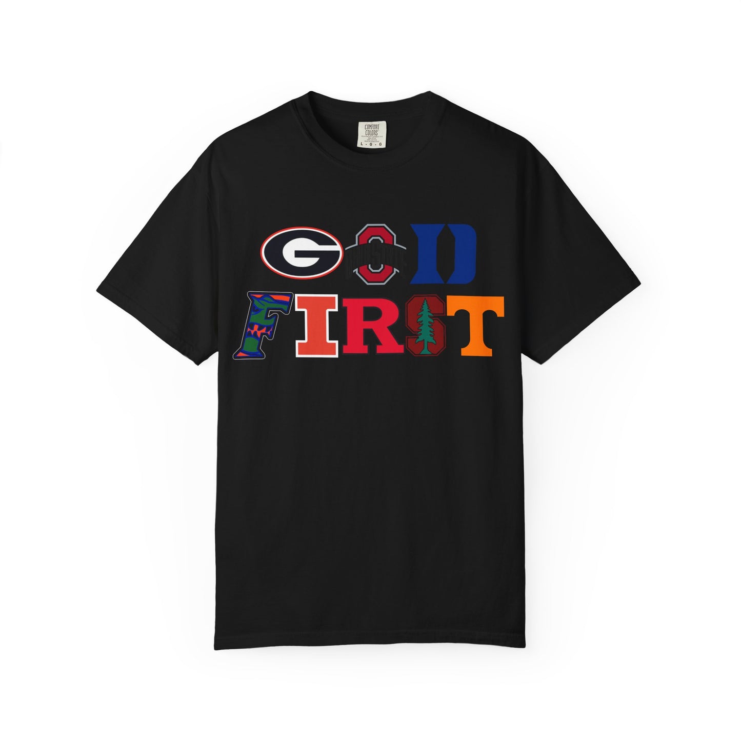 'GOD FIRST' College T-Shirt